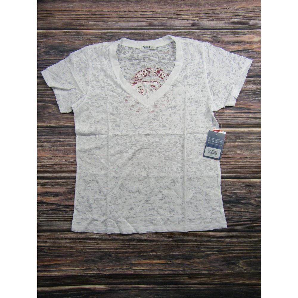 NUYU NEW Womens Medium White Mississippi State Bulldogs MSU Burnout Tee T Shirt